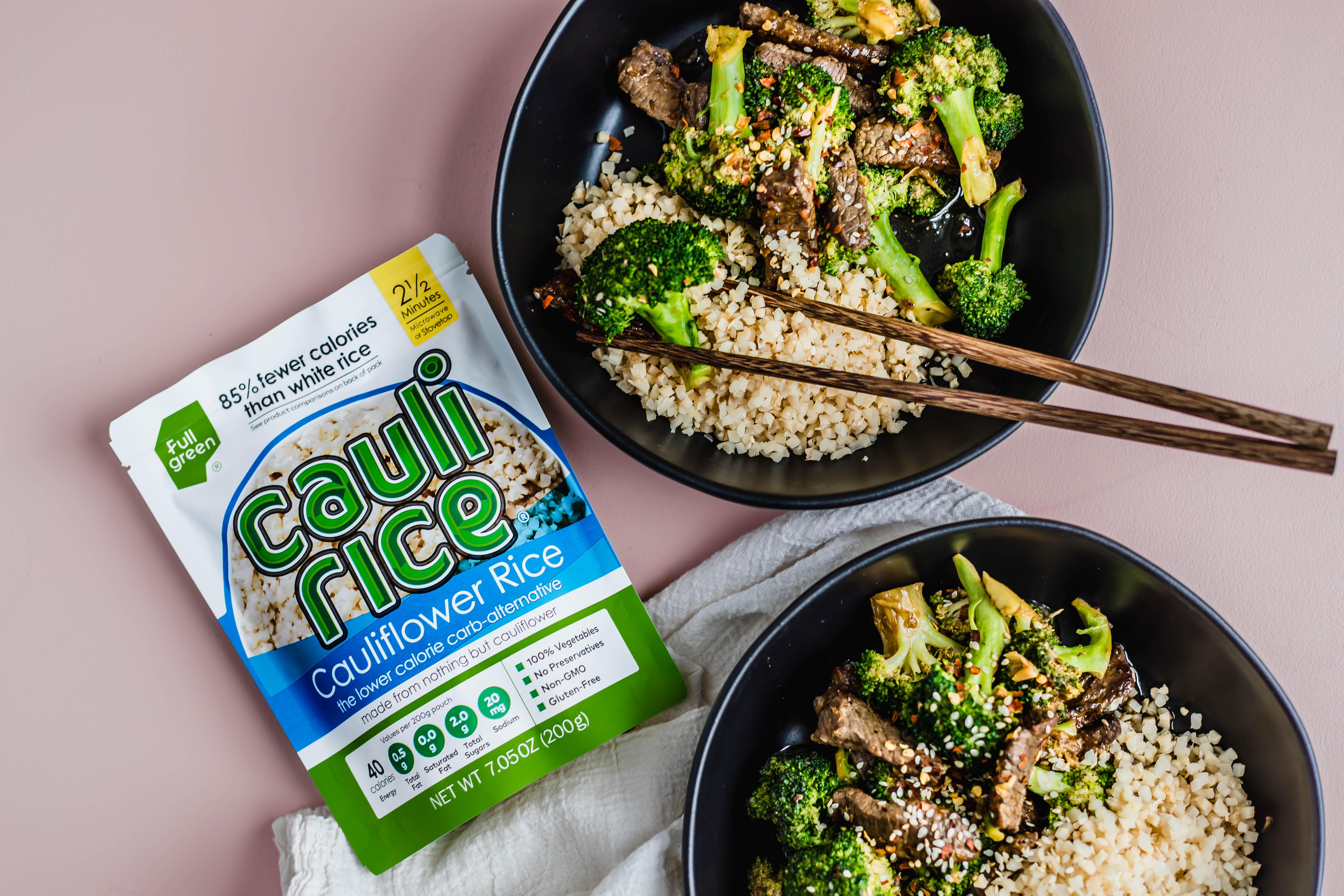 5 Épices Boeuf & Broccoli-Chou-Fleur Riz Stir Fry