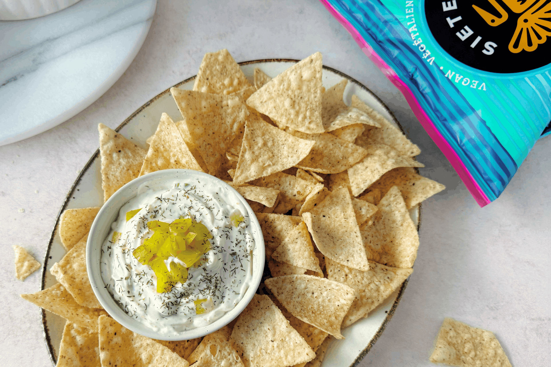 Game Day Dill Pickle Dip with Tortilla Chips