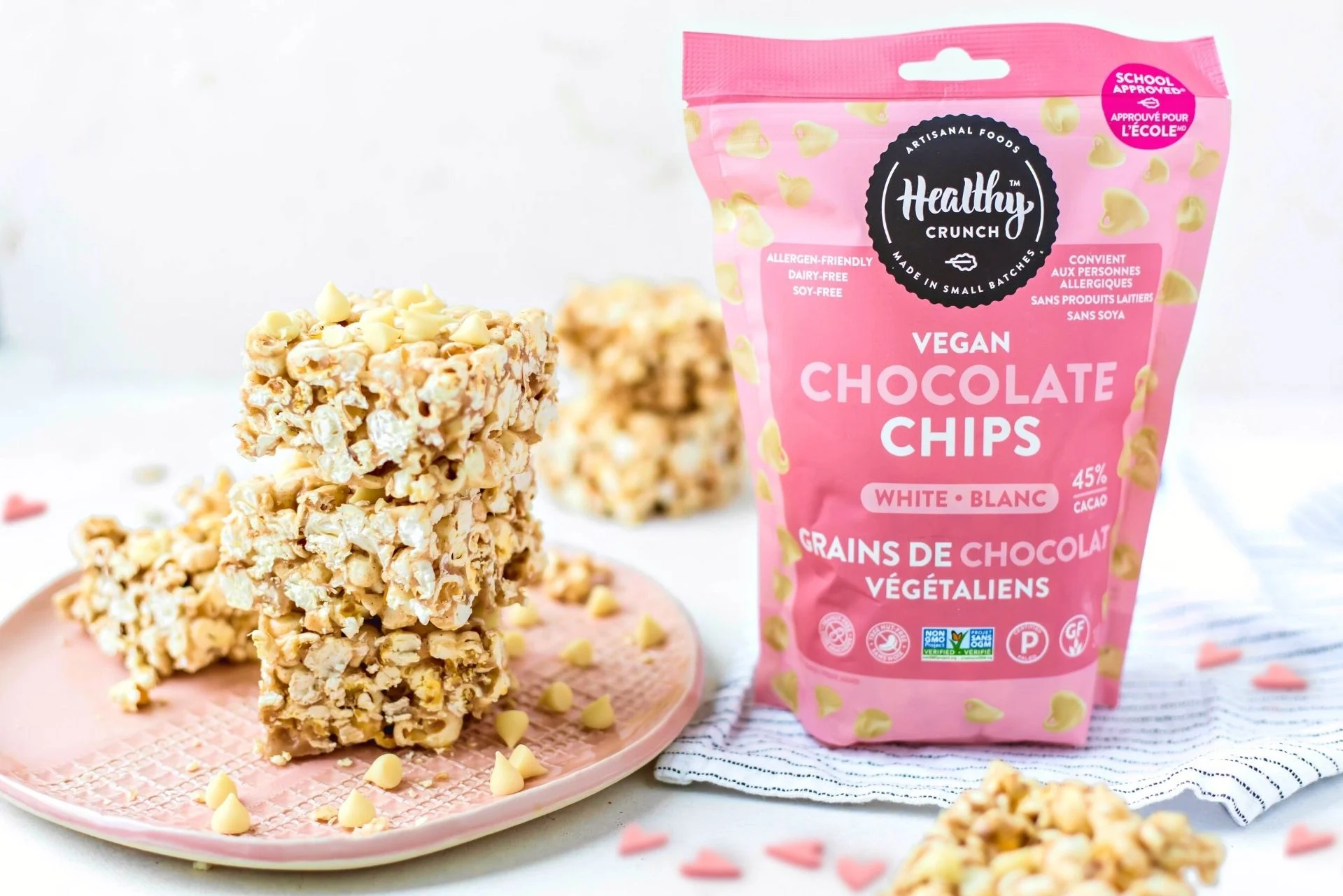 Carrés Popcorn de la Saint-Valentin Sans Gluten