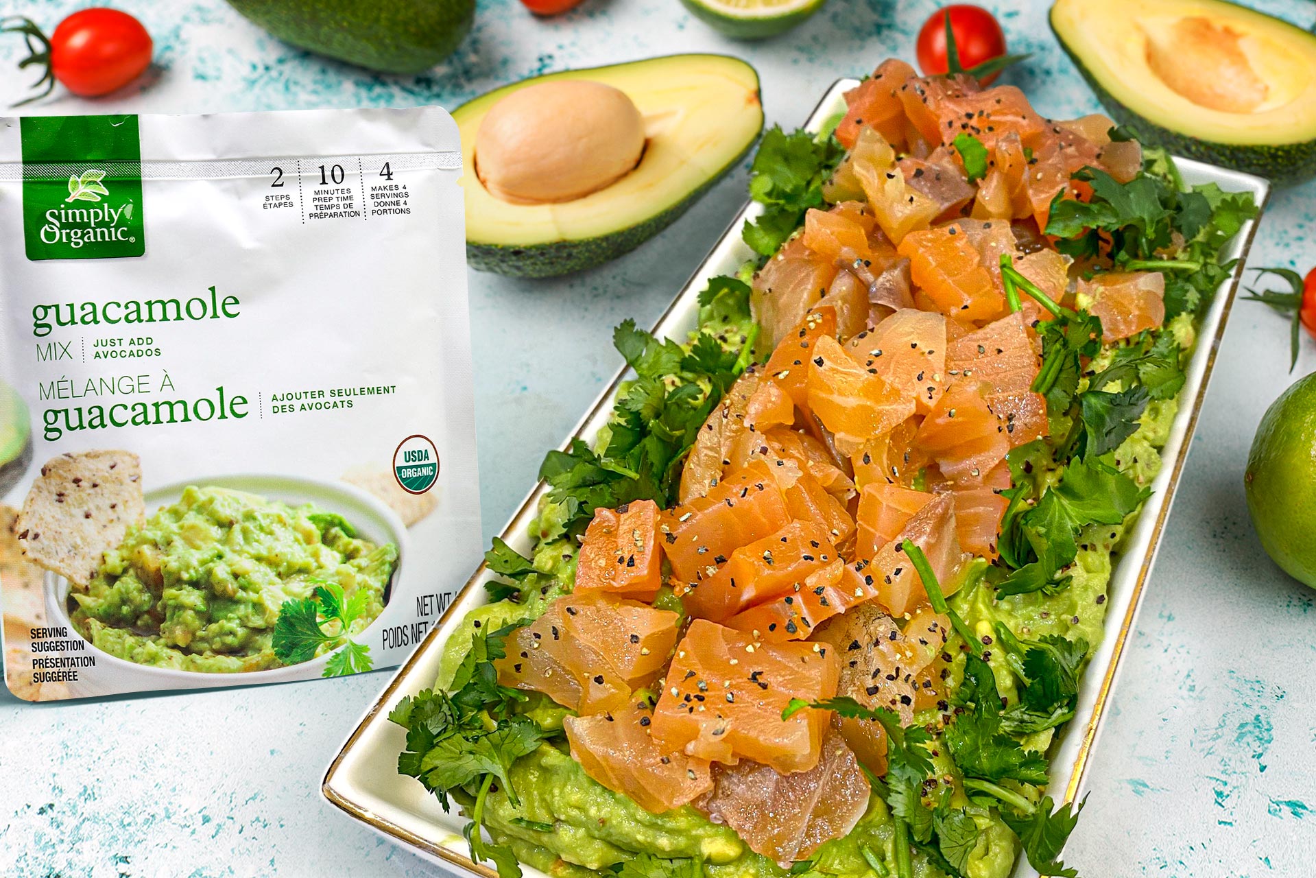 Bouchées de saumon fumé aux guacamole mexicain cétogène