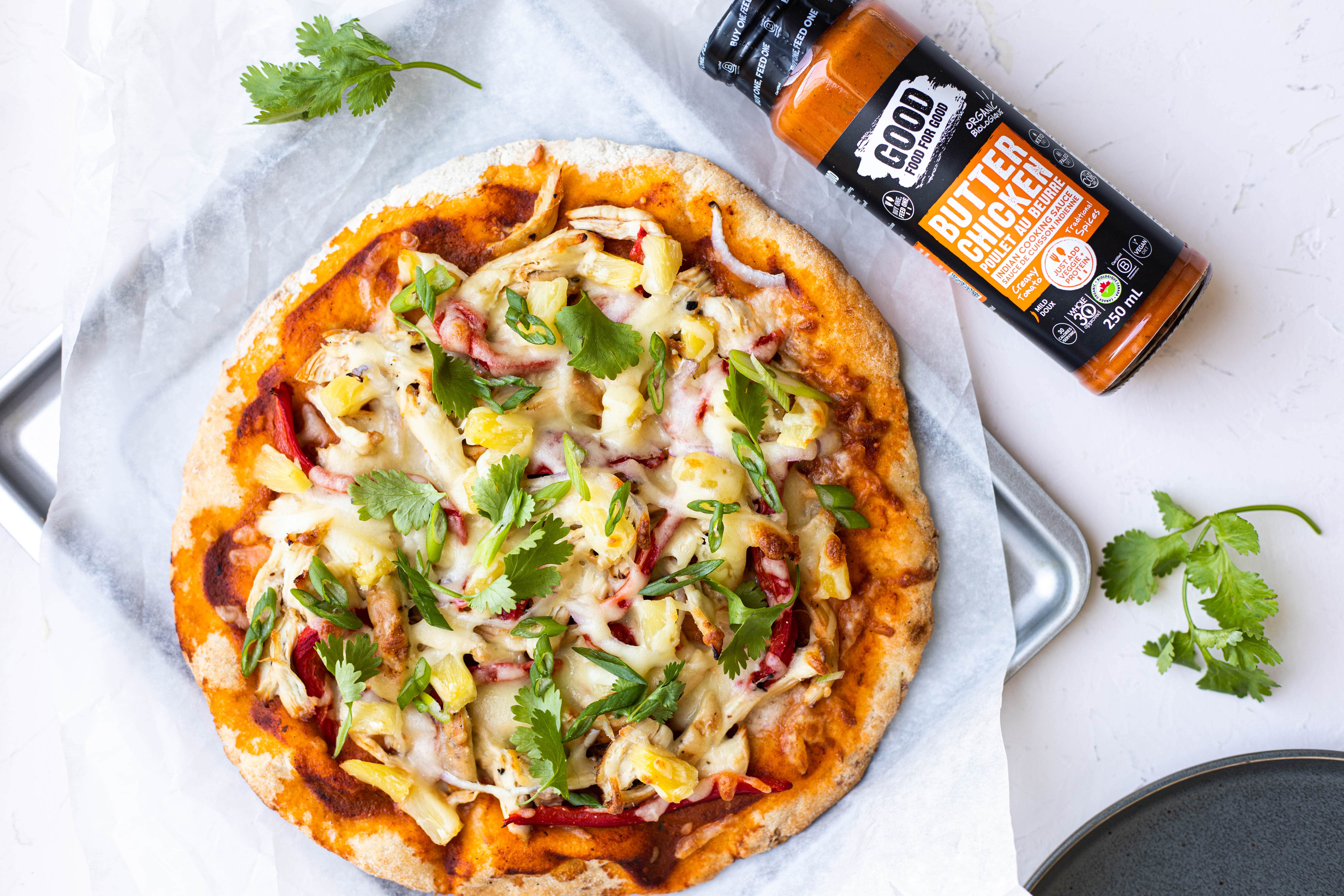 Pizza de poulet au beurre sans gluten