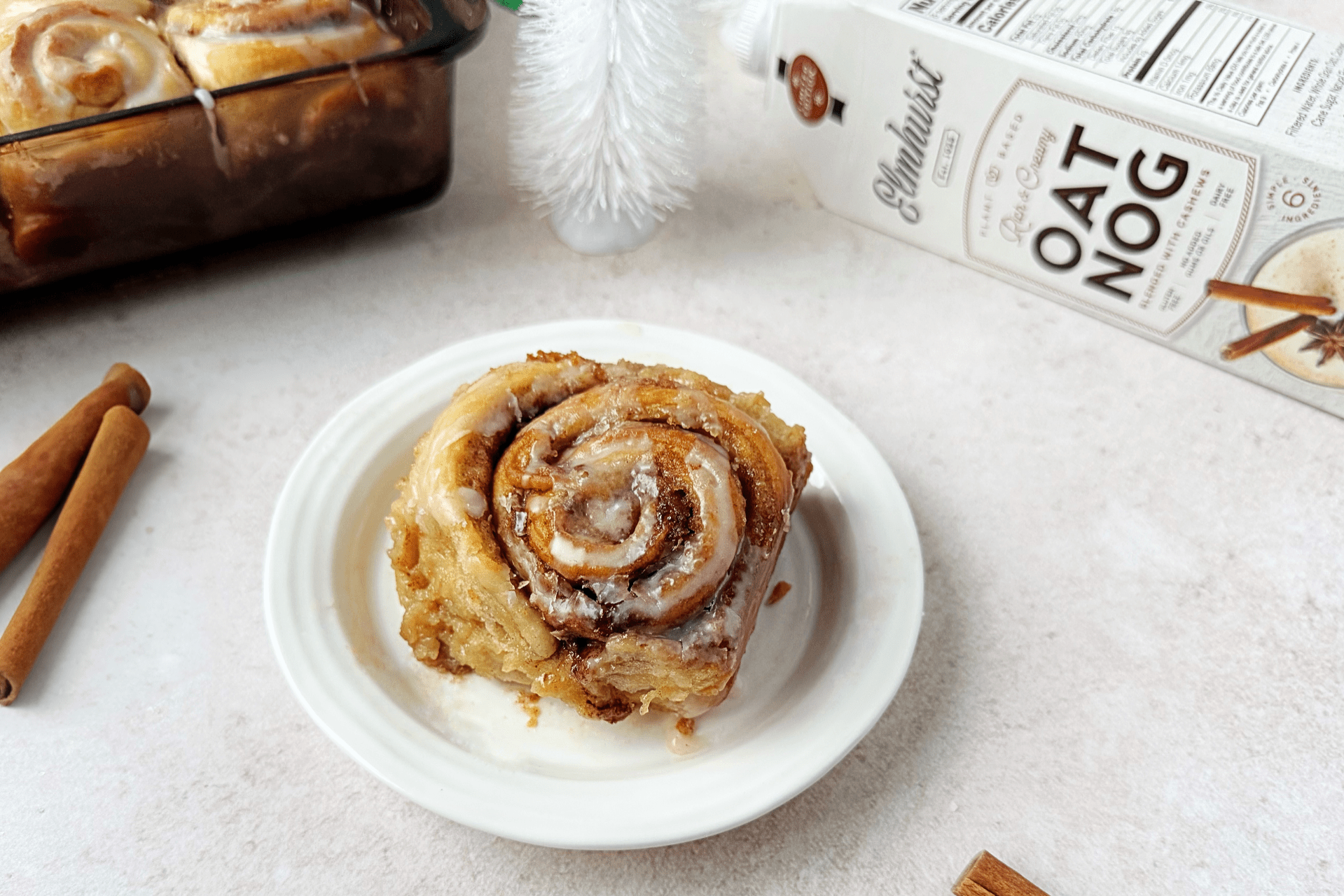 Vegan Eggnog Cinnamon Rolls 