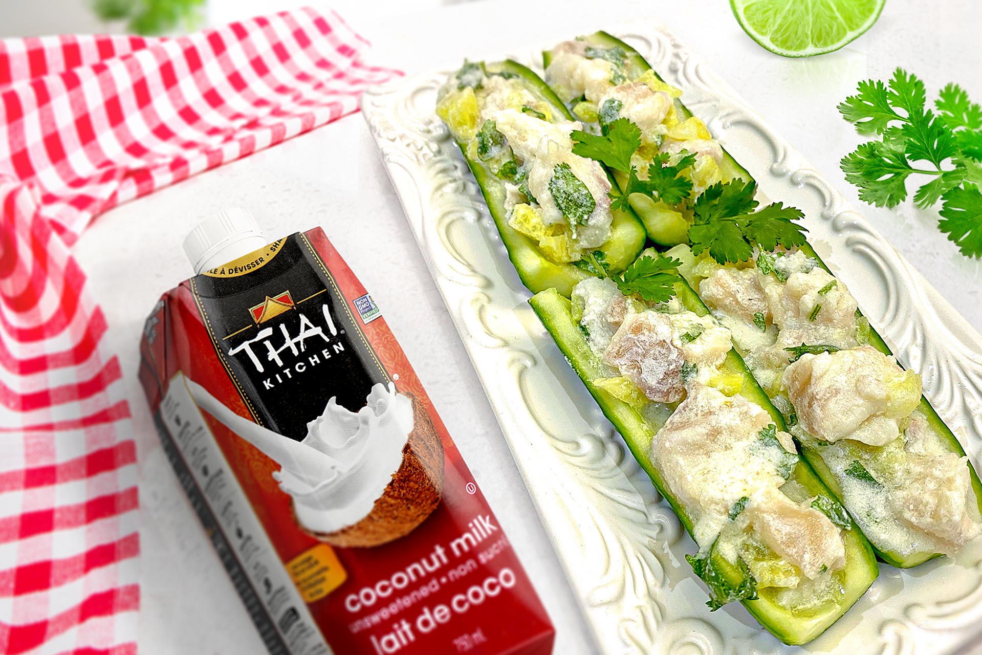 Boats-concombres 15 minutes amicaux Whole30 Ceviche