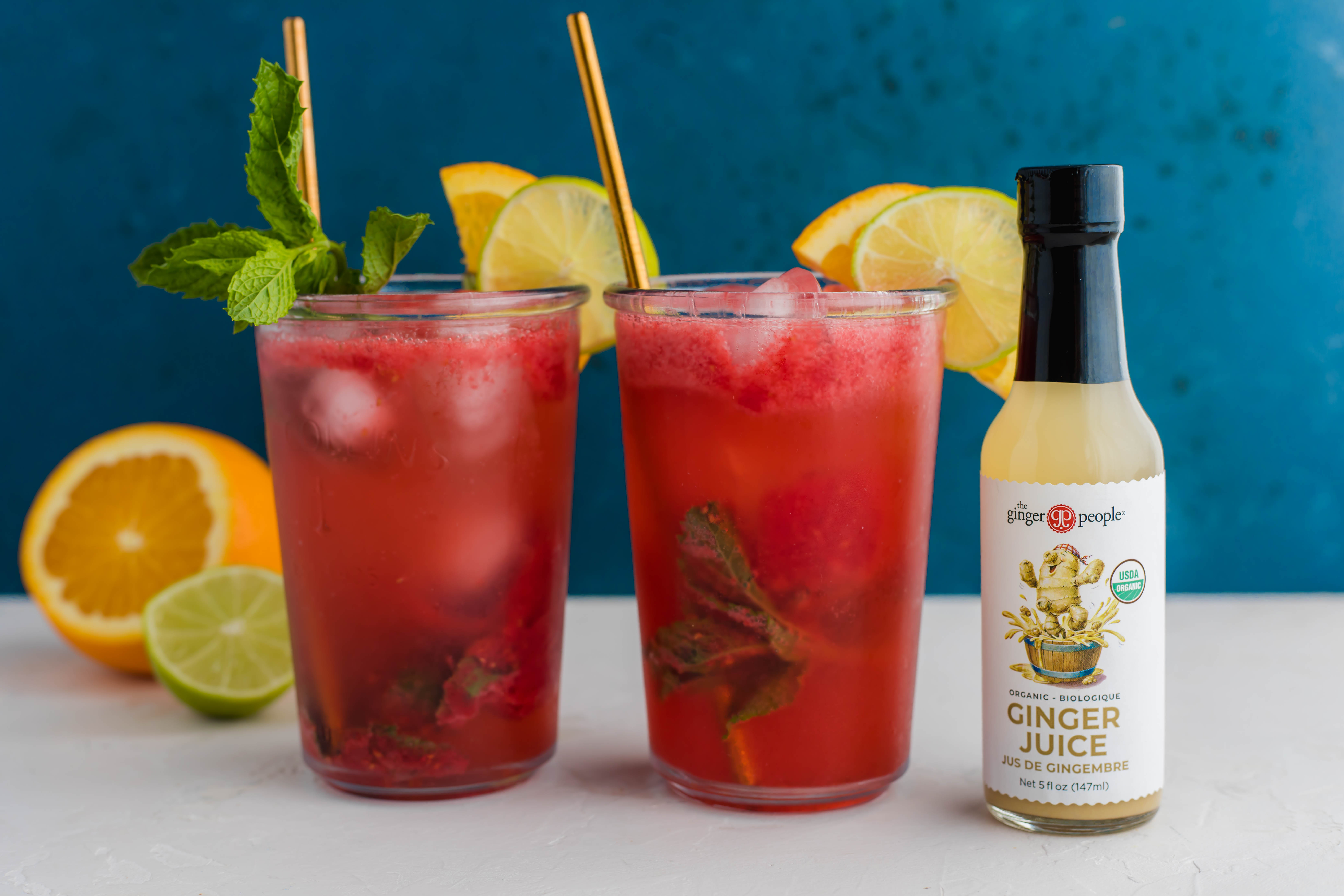 Jus de Gingembre aux Framboises et à l'Orange pétillant sans alcool
