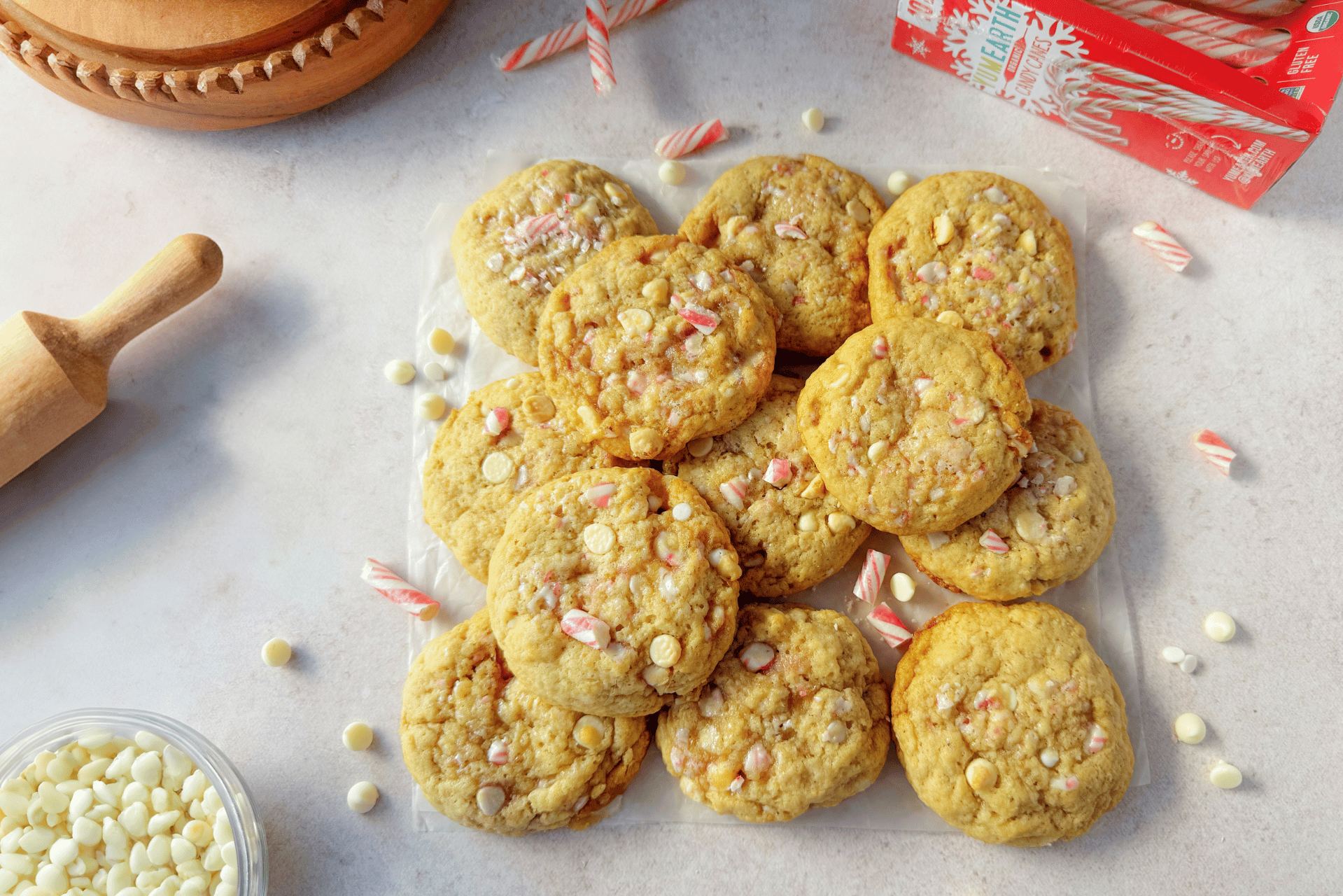 Vegan White Chocolate Candy Cane Cookies 