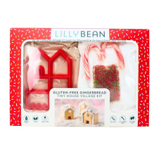 Front of Lillybean Vegan Gluten Free Gingerbread House Kit Tiny Gingerbread Village Kit