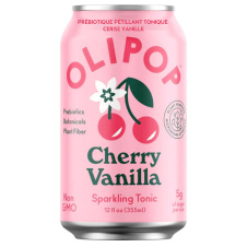 Front of OLIPOP Low Sugar Prebiotic Sparkling Tonic Cherry Vanilla -  Prebiotic Drink - Best Prebiotic Drink - Gut Health Drink