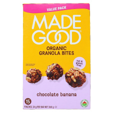 Front of MadeGood Allergen-Free & Organic Granola Bites Chocolate Banana - Granola Bites - Made Good Granola Bites - Gluten Free Snacks Healthy