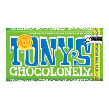 Front of Tony's Chocolonely Dark Chocolate Almond Sea Salt - Fair Trade Chocolate - Vegan Chocolate - Plant Based Chocolate Canada