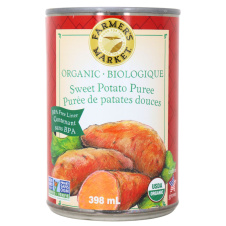 Front of Farmer's Market Organic Sweet Potato Puree - Canned Sweet Puree - Ingredients for Sweet Potato Pie - Non-GMO Sweet Potato Puree