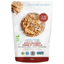 Front of One Degree Organic Foods Gluten-Free Sprouted Instant Oatmeal Apple Cinnamon -  Healthiest instant oatmeal, Instant oatmeal nutrition, Vegan oatmeal