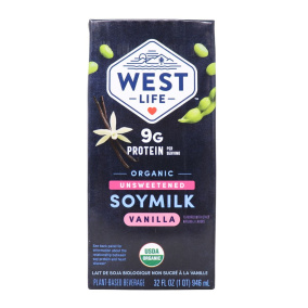 West Life Organic Unsweetened Soymilk Vanilla, 946 mL