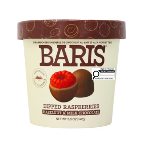 Baris Dipped Raspberries Hazelnut and Milk Chocolate, 142g