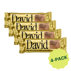Barre de beurre d'arachides salé haute en protéines David, paquet de 4, 58g chacun