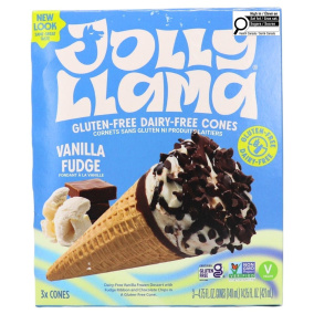 Jolly Llama Gluten & Dairy Free Ice Cream Cone Vanilla Fudge, 3 Pack