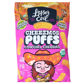 Lesser Evil Cheezmos Organic Cheese Puffs Cowgirl Cheddar, 184g