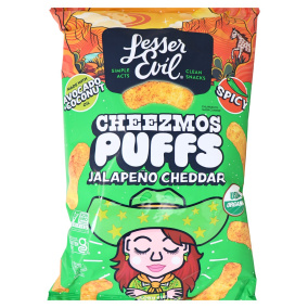 Lesser Evil Cheezmos Organic Cheese Puffs Jalapeño Cheddar, 184g