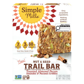 Simple Mills Gluten-Free Nut & Seed Trail Bar Toasted Almond Pecan, 5 Bars