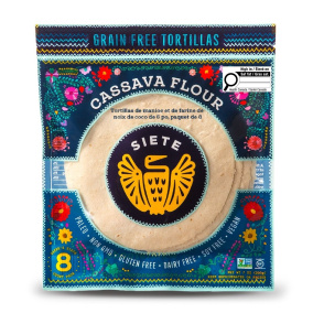 Six tortillas de cassave et farine de noix de coco de 6 pouces, paquet de 8.