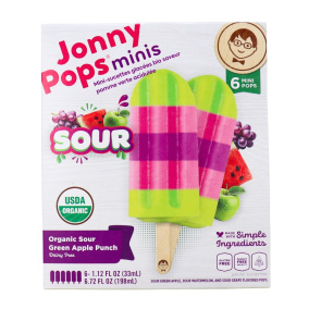 JonnyPops Organic Mini Popsicles Sour Green Apple Punch Front