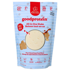 Bonne protéine Tout-en-un Shake Mélange de superaliments à base de plantes Saveur de biscuit à l'érable, 440g