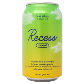 Eau pétillante Recess Mood infusée au magnésium, saveur lime-citron vert, 355 mL