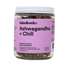 Lake & Oak Tea Co. Loose Leaf Superfood Tea Blend Ashwagandha + Chill Front