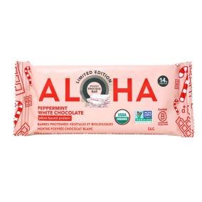 Barre de protéines biologiques à la menthe poivrée et au chocolat blanc ALOHA Édition Limitée, 56g