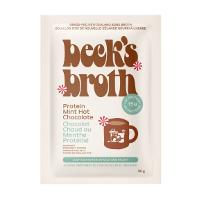 Beck’s Broth Bone Broth Powder Protein Mint Hot Chocolate, 36g