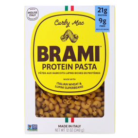 Front of Brami High Protein Lupini Bean Pasta Curly Macaroni - Protein Pasta Noodles - Healthy Pasta Noodles - Healthy Substitute For Pasta