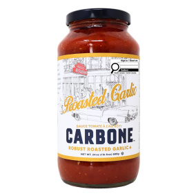 Front of Carbone Premium Tomato Sauce Roasted Garlic