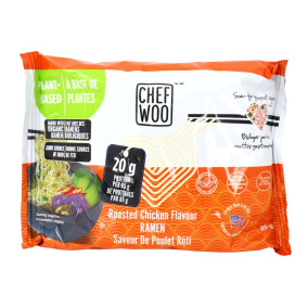 Chef Woo Paquet de ramen instantané à base de protéines végétales au poulet rôti, 85g