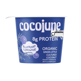 Front of Cocojune High-Protein Greek-Style Cultured Coconut Blueberry Lemonade - Coconut Probiotic Yogurt - Vegan Yogurt - Coconut Based Yogurt