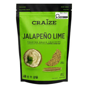 Craize Gluten-Free Toasted Snack Crackers Jalapeño Lime Front of bag