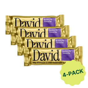 David High Protein Blueberry Pie Bar, 4 Pack, 62g each Front