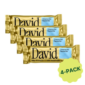 David High Protein Cinnamon Roll Bar, 4 Pack, 58g each Front