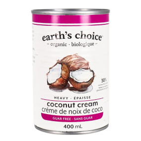 Crème de noix de coco épaisse biologique sans guar de choix de la Terre, 400 mL.