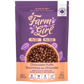 Front of Farm Girl Sugar-Free Cereal Chocolate Puffs - No Sugar Added Cereal - Gluten Free Cereal - Chocolate Cereal Canada