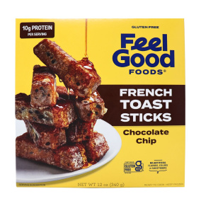 Feel Good Foods Gluten-Free French Toast Sticks Chocolate Chip Front of box