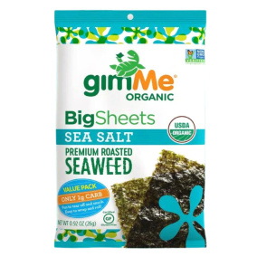 GimMe Algues Biologiques Grillées Premium Grandes Feuilles Sel de Mer, 26g