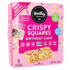 Front of Healthy Crunch Crispy Squares Birthday Cake 