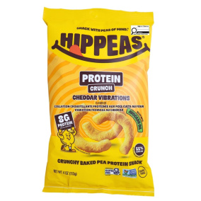 Hippeas Puffs Protein Crunch Baked Pea Protein Snack Cheddar Vibrations Front of package