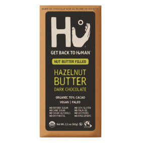 Front of Hu Kitchen Hazelnut Butter Dark Chocolate Bar - hazelnut chocolate - hazelnut butter - Healthy nutella