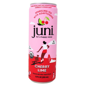 Juni Organic Sparkling Tea with Adaptogens Cherry Lime, 355mL