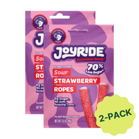 Joyride Low Sugar Candy Sour Strawberry Ropes Front