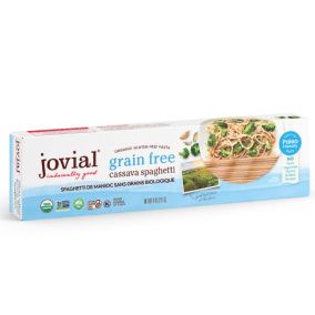 Front of Jovial Organic Grain-Free Cassava Spaghetti - Paleo Pasta - Gluten-free Noodles - Paleo noodles