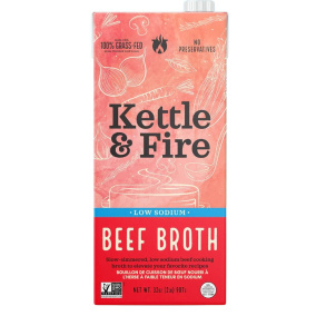 Front of Kettle & Fire Low Sodium 100% Grass-Fed Beef Cooking Broth, 907g