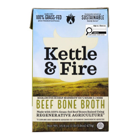Front of Kettle & Fire Regenerative 100% Grass-Fed Beef Bone Broth, 479g