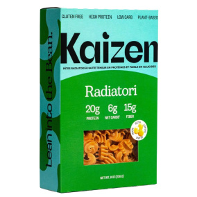 Front of Kaizen High Protein Low Carb Lupin Pasta Radiatori - Protein Keto Pasta - High Protein Low Carb Pasta - Keto Pasta