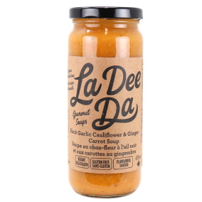 Soupe de chou-fleur au vinaigre balsamique et à l'ail noir sans viande, 475 mL.